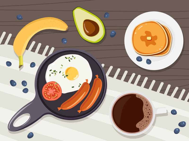 طرح لایه باز پس زمینه میز صبحانه