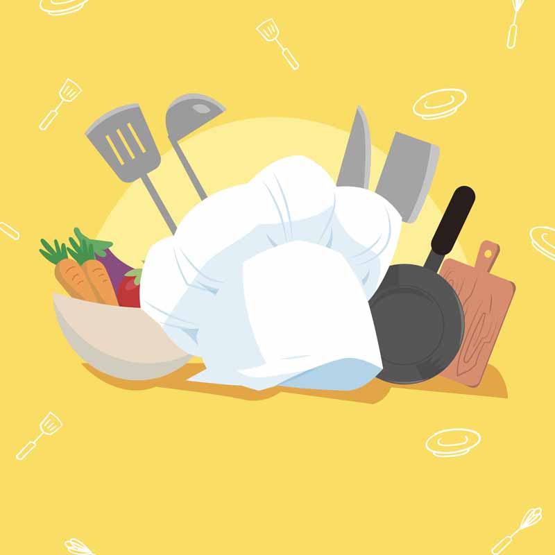 طرح لایه باز پس زمینه لوازم آشپزی