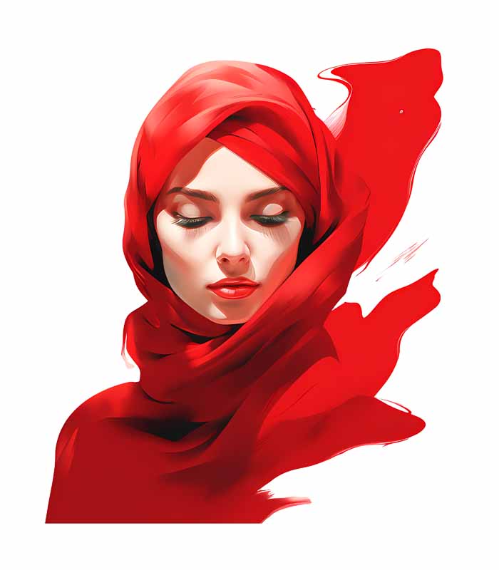 دانلود طرح خانم با روسری قرمز