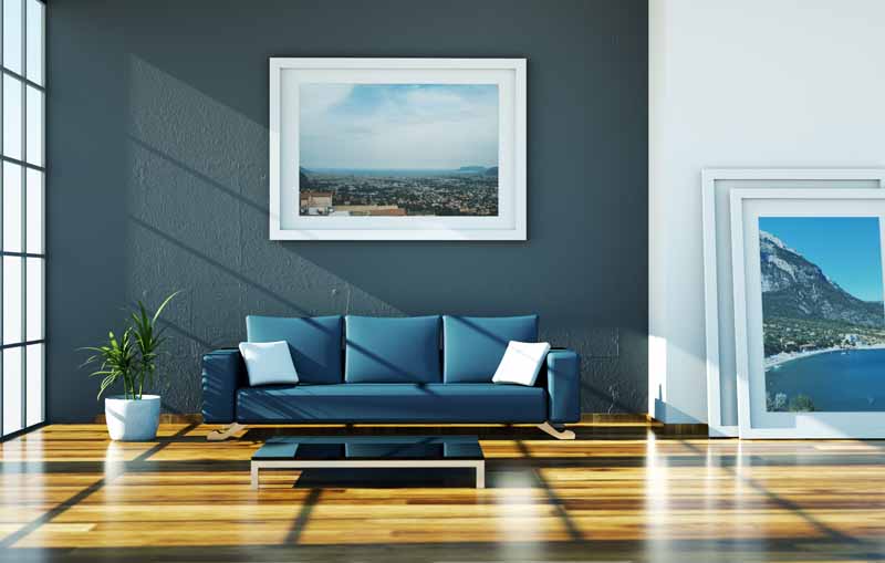 عکس با کیفیت اتاق با تابلو شهر