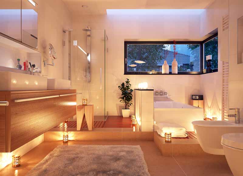 عکس با کیفیت از حمام شیشه ای با وان