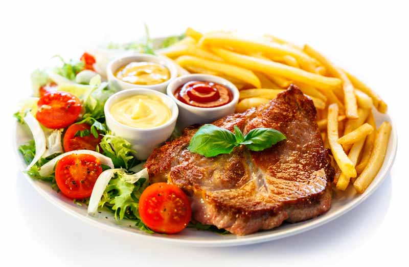 تصویر لارج فرمت از استیک با گوجه