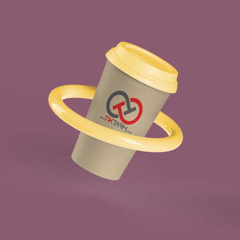 موکاپ لیوان و حلقه زرد