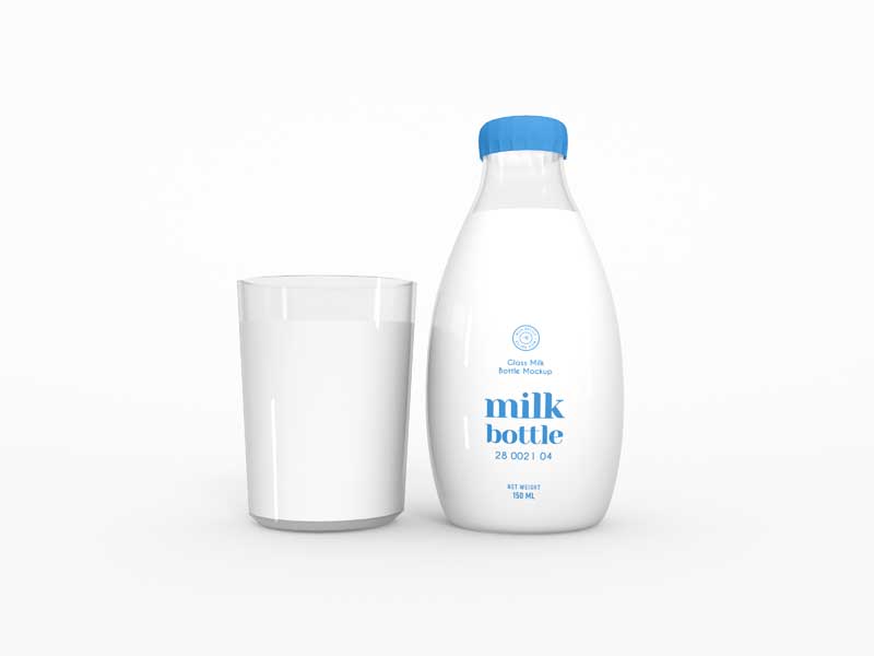 موکاپ بطری و لیوان شیر