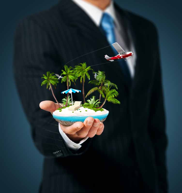 تصویر زیبا از ماکت جزیره با هواپیما