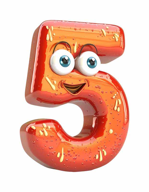 دانلود طرح شکلک عدد 5 نارنجی