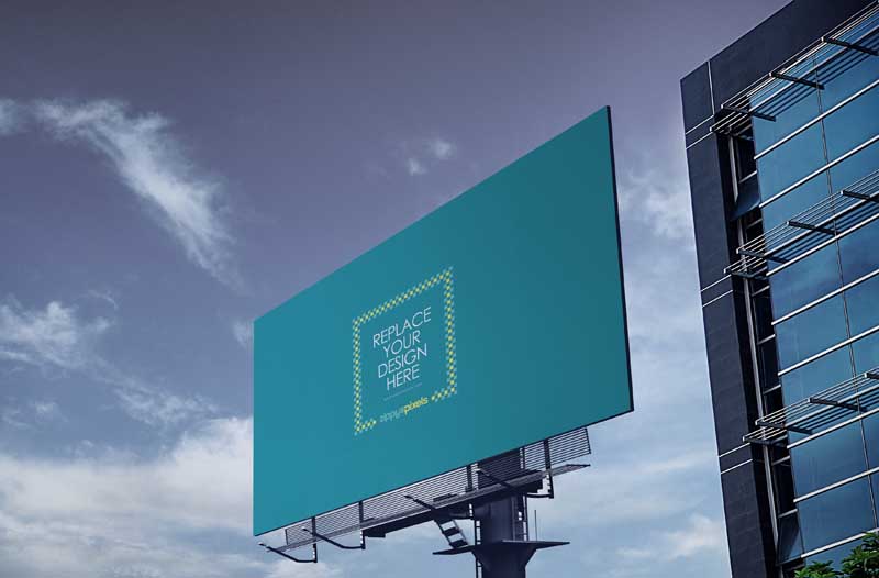 دانلود موکاپ بیلبورد بزرگ آبی