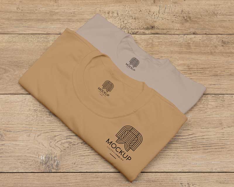 موکاپ دو رنگ تیشرت روی تخته