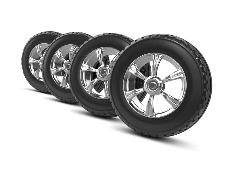 عکس با کیفیت از چهار حلقه تایر با رینگ