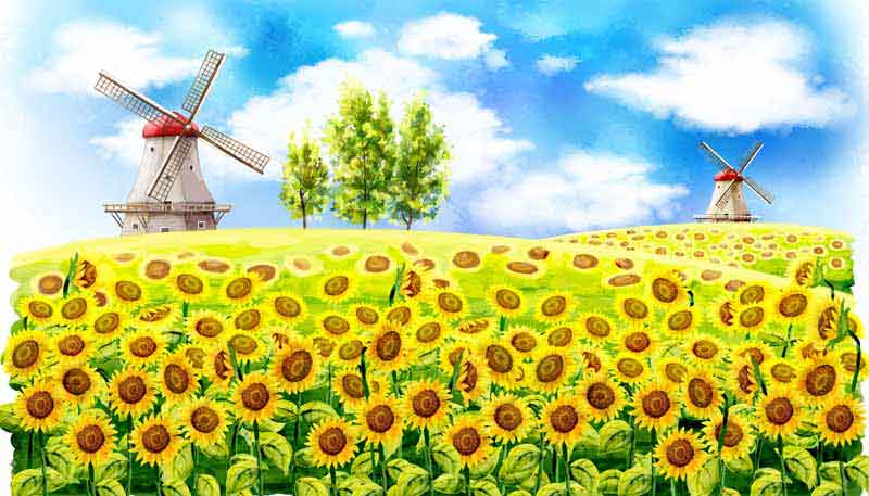 دانلود عکس از آسیاب بادی در مزرعه