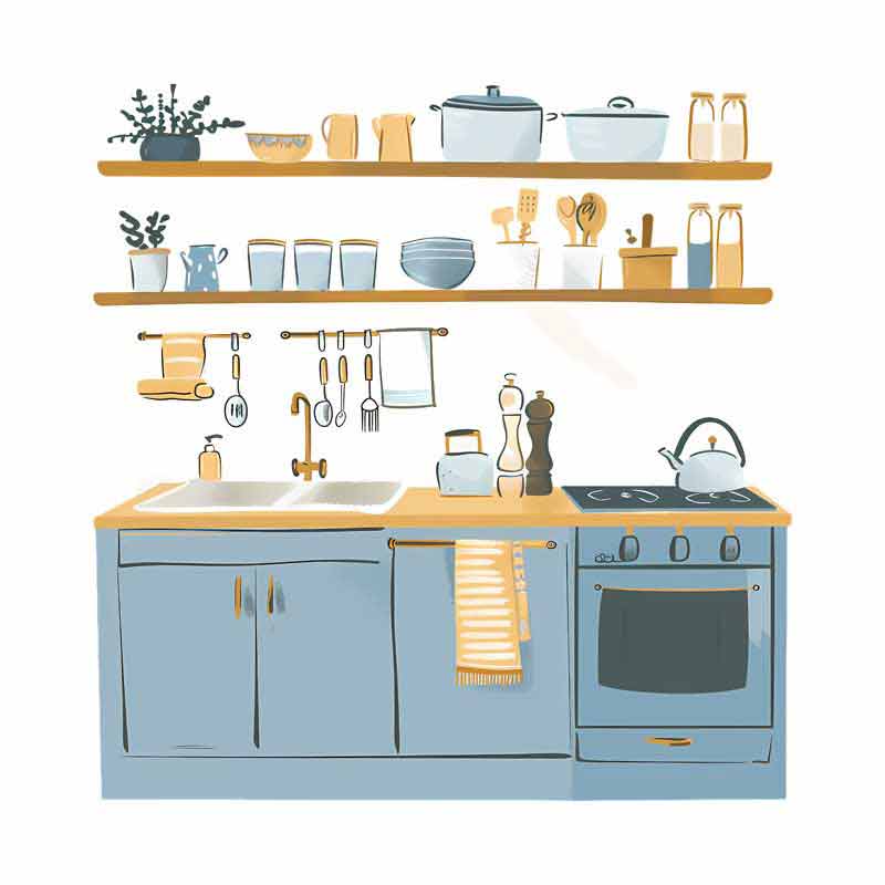 دانلود طرح  آشپزخانه با کابینت طوسی