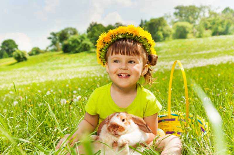عکس لارج فرمت از کودک با خرگوش