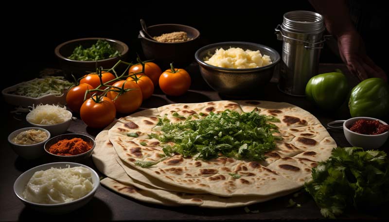 عکس با کیفیت نان و سبزی
