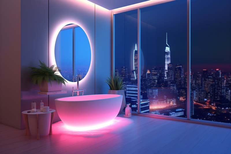 عکس با کیفیت حمام لاکچری در شب