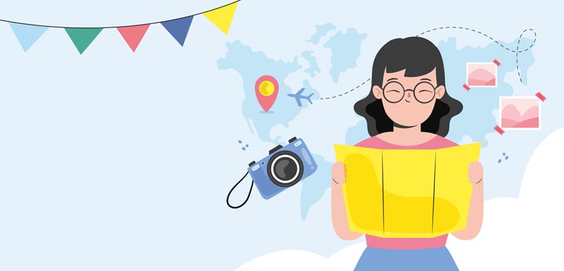 پس زمینه لایه باز دختر جهانگرد