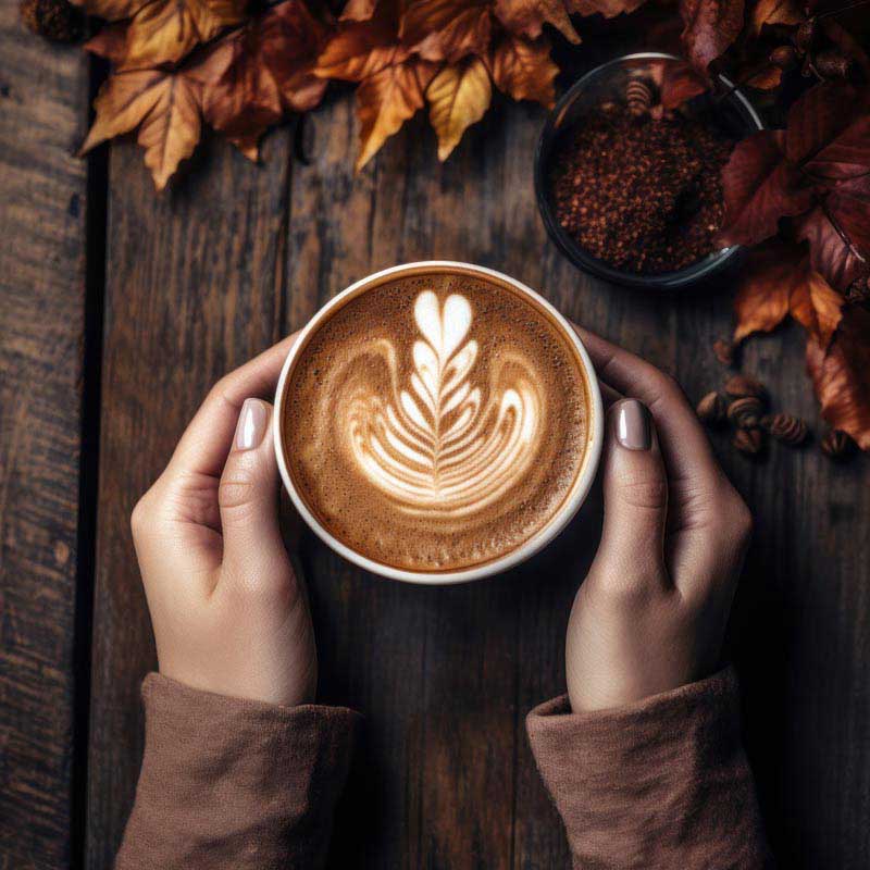 عکس زیبا از کاپوچینو و برگ