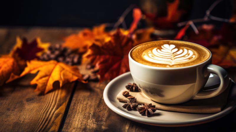 عکس زیبا از کاپوچینو و دانه قهوه