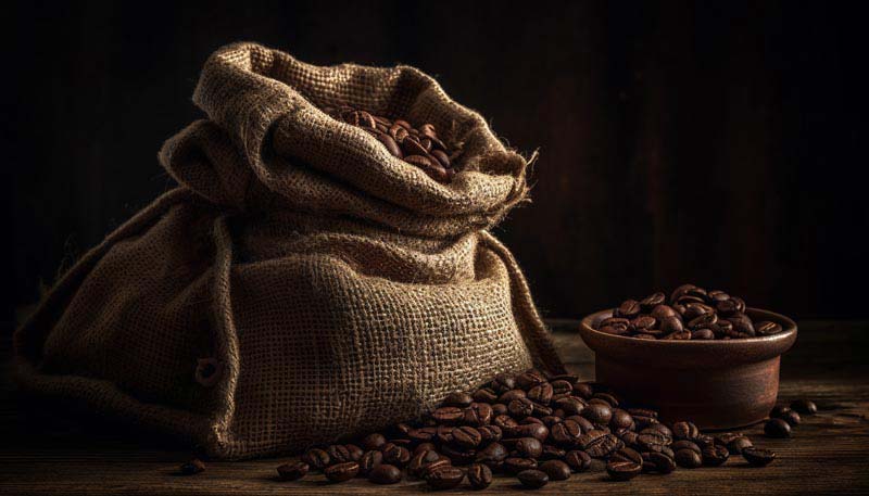عکس زیبا از گونی و پیاله قهوه