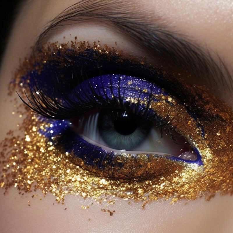 عکس لارج فرمت آرایش چشم طلایی