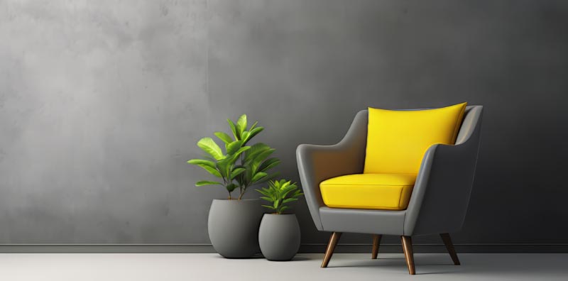 عکس با کیفیت مبل زرد و خاکستری