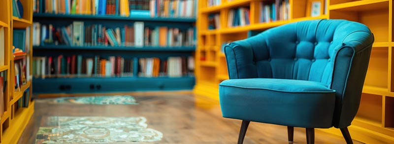 عکس با کیفیت مبل در کتابخانه